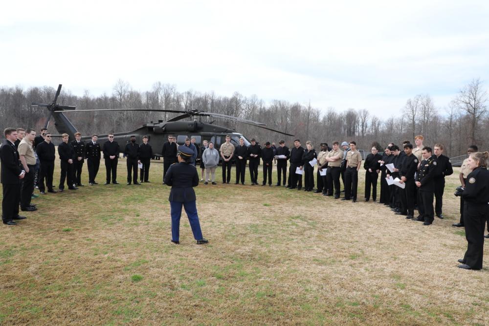 Navy JROTC gather for Black Hawk display